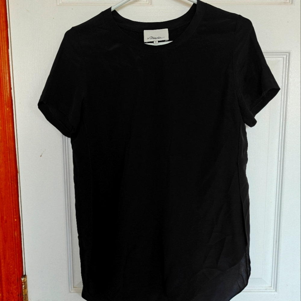 3.1 Phillip Lim 100% Silk Split Hem Blouse/ T-shirt, Size 0